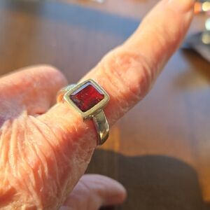 Silver and garnet Ring.